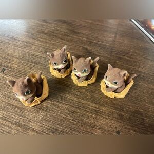 Just Play/Kitty in my Pocket/ Set of Brown Cat Figurines in Baskets /Set of 4